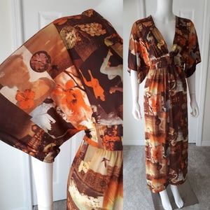 Amazing Vintage 1970's Photorealist Maxi Dress
